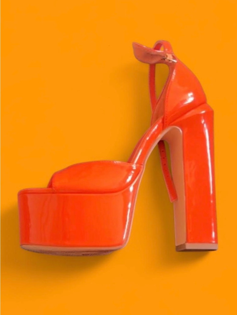 Liliana Patent Platform Block Heel Sandal - Orange